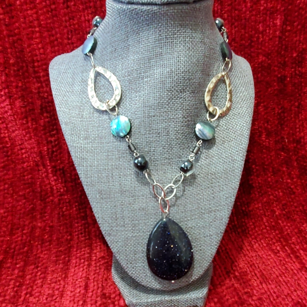 Lia Sophia Necklace With Large Blue Stone 20$